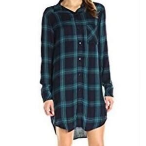 Rails Bianca Flannel Shirt Dress, Midnight/Jade, M